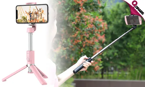 3-in-1 Tripod, Selfie Stick & Wireless Remote!